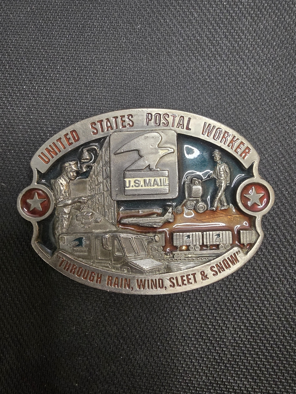 United States Postal Worker Belt Buckle Vintage 1988 C+J Inc Pewter USPS